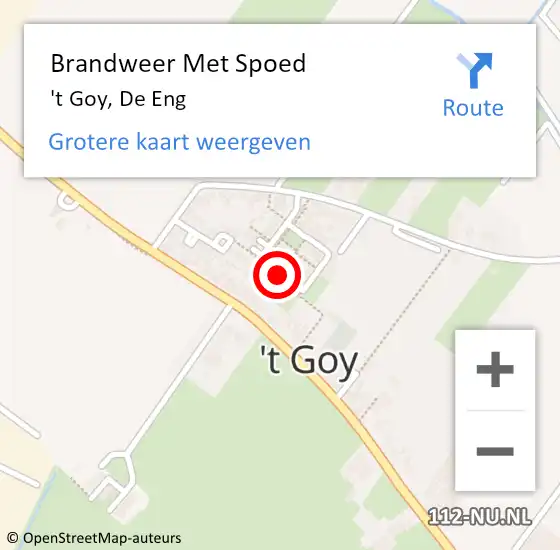 Locatie op kaart van de 112 melding: Brandweer Met Spoed Naar 't Goy, De Eng op 12 februari 2020 19:01