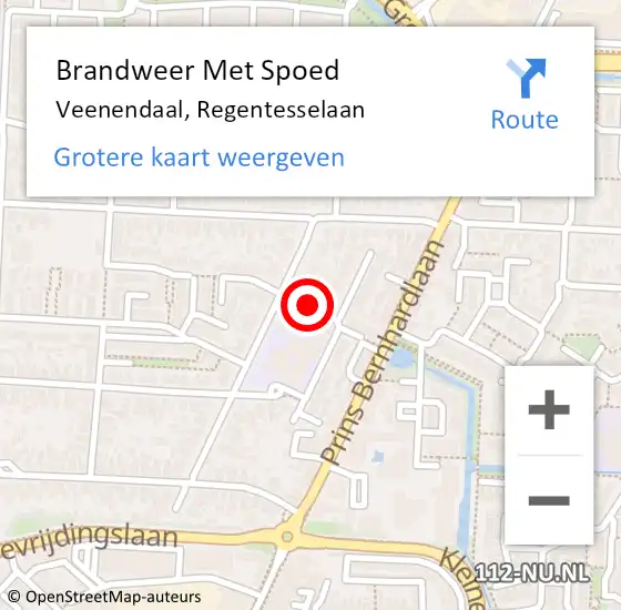 Locatie op kaart van de 112 melding: Brandweer Met Spoed Naar Veenendaal, Regentesselaan op 12 februari 2020 19:42