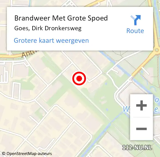 Locatie op kaart van de 112 melding: Brandweer Met Grote Spoed Naar Goes, Dirk Dronkersweg op 28 april 2014 11:16