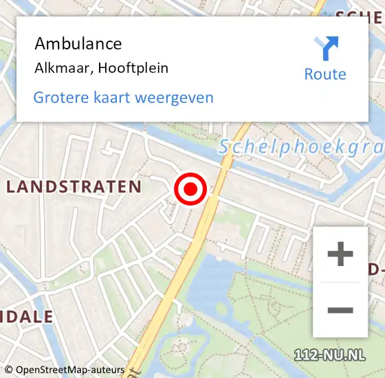 Locatie op kaart van de 112 melding: Ambulance Alkmaar, Hooftplein op 12 februari 2020 21:44