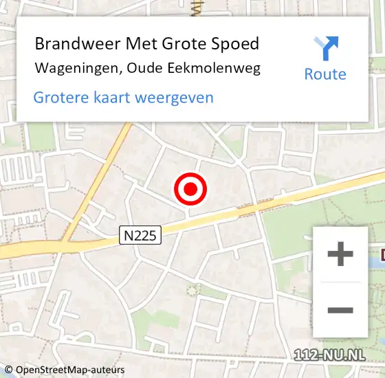 Locatie op kaart van de 112 melding: Brandweer Met Grote Spoed Naar Wageningen, Oude Eekmolenweg op 12 februari 2020 21:59