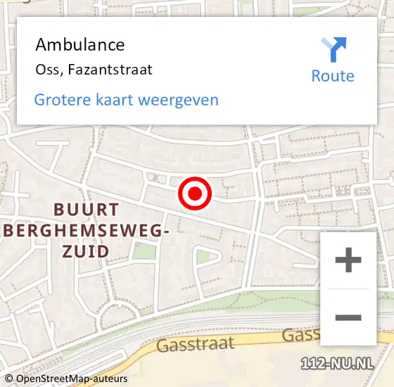 Locatie op kaart van de 112 melding: Ambulance Oss, Fazantstraat op 12 februari 2020 22:31