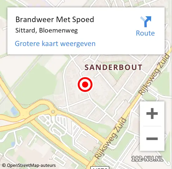 Locatie op kaart van de 112 melding: Brandweer Met Spoed Naar Sittard, Bloemenweg op 13 februari 2020 00:29