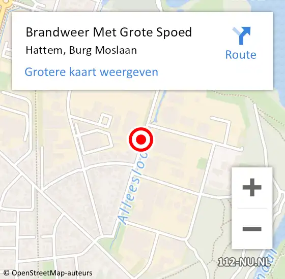 Locatie op kaart van de 112 melding: Brandweer Met Grote Spoed Naar Hattem, Burg Moslaan op 13 februari 2020 02:58