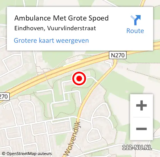 Locatie op kaart van de 112 melding: Ambulance Met Grote Spoed Naar Eindhoven, Vuurvlinderstraat op 13 februari 2020 03:02