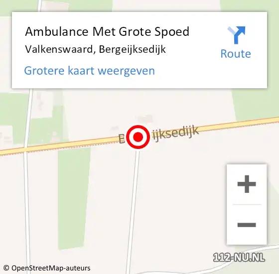 Locatie op kaart van de 112 melding: Ambulance Met Grote Spoed Naar Valkenswaard, Bergeijksedijk op 13 februari 2020 03:28
