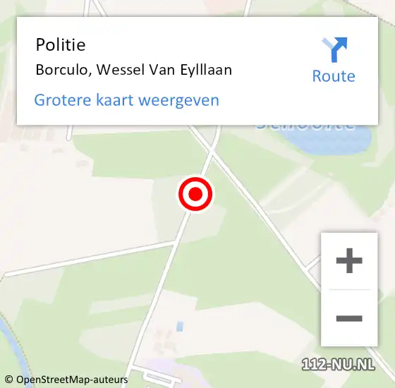 Locatie op kaart van de 112 melding: Politie Borculo, Wessel Van Eylllaan op 13 februari 2020 07:56