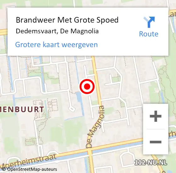 Locatie op kaart van de 112 melding: Brandweer Met Grote Spoed Naar Dedemsvaart, De Magnolia op 13 februari 2020 08:20