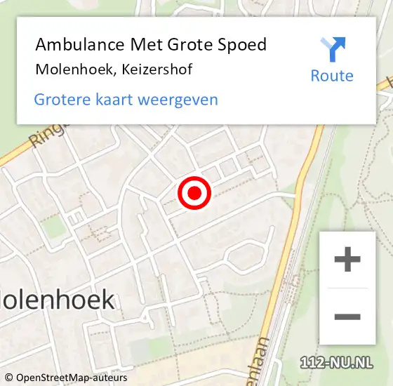 Locatie op kaart van de 112 melding: Ambulance Met Grote Spoed Naar Molenhoek, Keizershof op 13 februari 2020 08:26