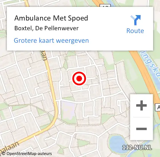 Locatie op kaart van de 112 melding: Ambulance Met Spoed Naar Boxtel, De Pellenwever op 13 februari 2020 09:15