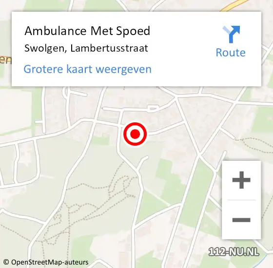 Locatie op kaart van de 112 melding: Ambulance Met Spoed Naar Swolgen, Lambertusstraat op 13 februari 2020 09:38
