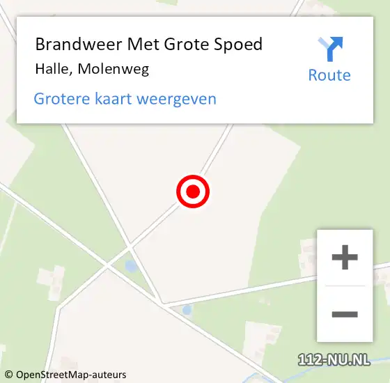 Locatie op kaart van de 112 melding: Brandweer Met Grote Spoed Naar Halle, Molenweg op 28 april 2014 11:49