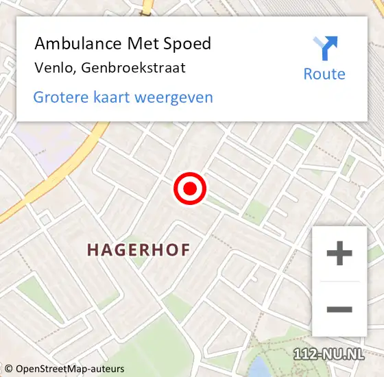 Locatie op kaart van de 112 melding: Ambulance Met Spoed Naar Venlo, Genbroekstraat op 13 februari 2020 10:40