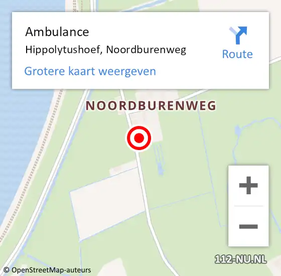 Locatie op kaart van de 112 melding: Ambulance Hippolytushoef, Noordburenweg op 28 april 2014 11:50