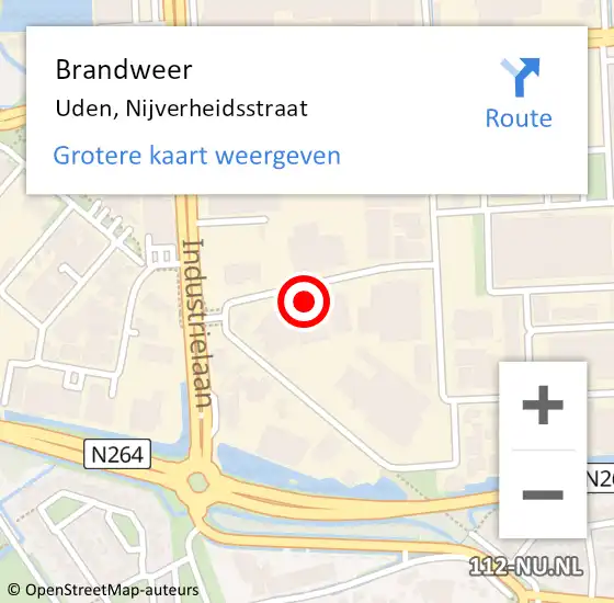 Locatie op kaart van de 112 melding: Brandweer Uden, Nijverheidsstraat op 28 april 2014 12:01