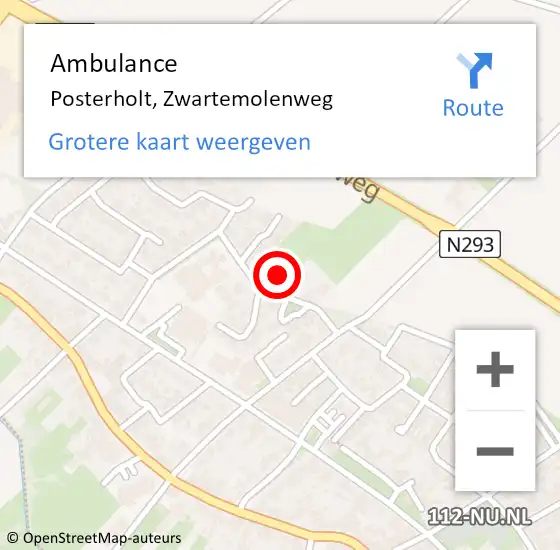 Locatie op kaart van de 112 melding: Ambulance Posterholt, Zwartemolenweg op 13 februari 2020 13:16