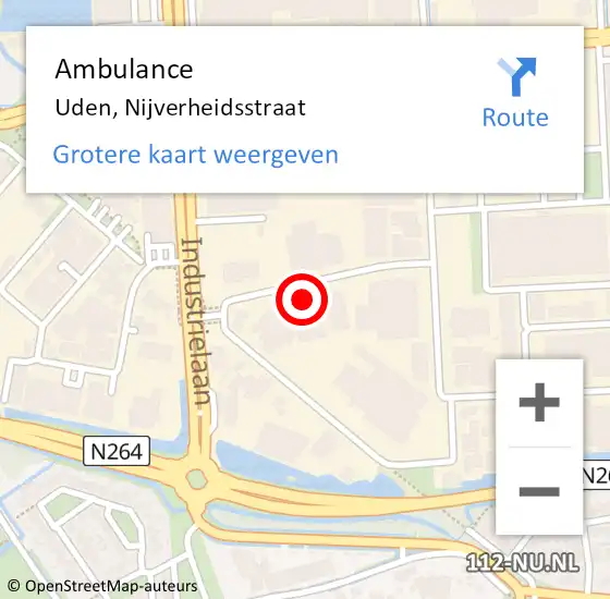 Locatie op kaart van de 112 melding: Ambulance Uden, Nijverheidsstraat op 28 april 2014 12:01