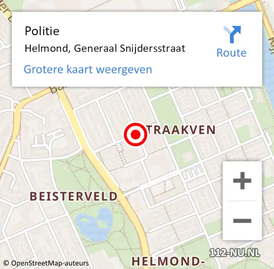 Locatie op kaart van de 112 melding: Politie Helmond, Generaal Snijdersstraat op 13 februari 2020 14:10