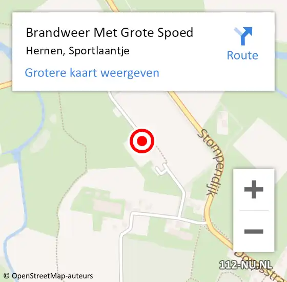 Locatie op kaart van de 112 melding: Brandweer Met Grote Spoed Naar Hernen, Sportlaantje op 13 februari 2020 16:28