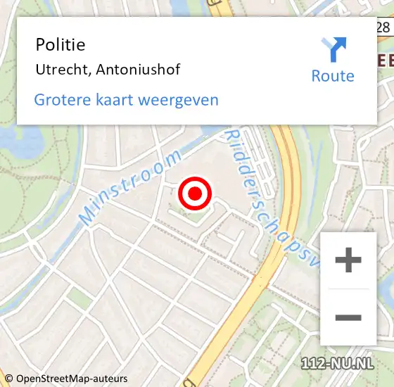 Locatie op kaart van de 112 melding: Politie Utrecht, Antoniushof op 13 februari 2020 16:58