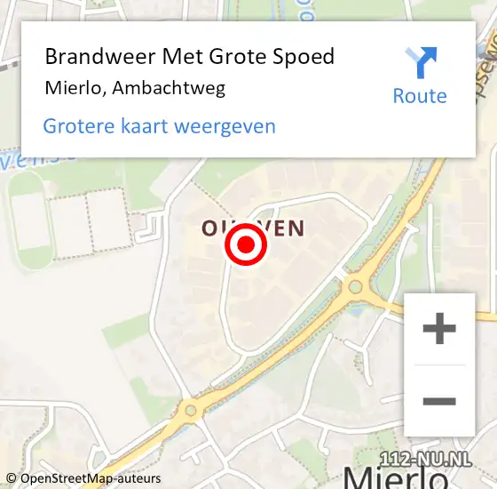 Locatie op kaart van de 112 melding: Brandweer Met Grote Spoed Naar Mierlo, Ambachtweg op 13 februari 2020 17:10