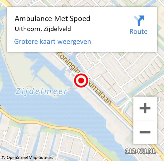 Locatie op kaart van de 112 melding: Ambulance Met Spoed Naar Uithoorn, Zijdelveld op 13 februari 2020 18:22