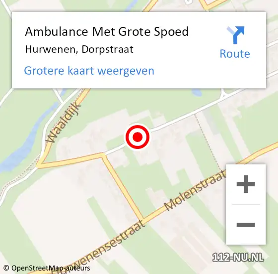 Locatie op kaart van de 112 melding: Ambulance Met Grote Spoed Naar Hurwenen, Dorpstraat op 13 februari 2020 18:24