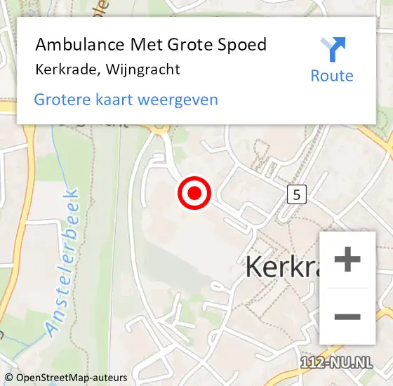 Locatie op kaart van de 112 melding: Ambulance Met Grote Spoed Naar Kerkrade, Wijngracht op 13 februari 2020 18:35