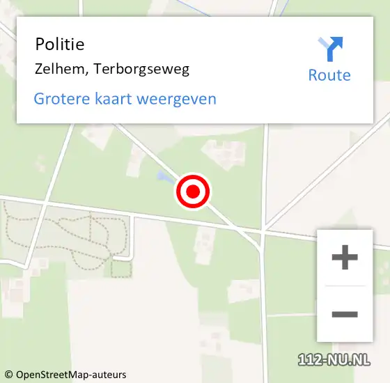 Locatie op kaart van de 112 melding: Politie Zelhem, Terborgseweg op 13 februari 2020 19:17