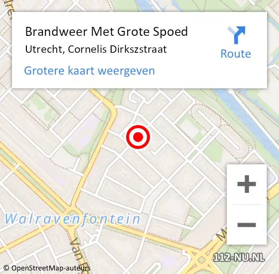 Locatie op kaart van de 112 melding: Brandweer Met Grote Spoed Naar Utrecht, Cornelis Dirkszstraat op 13 februari 2020 20:34