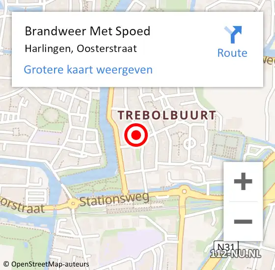 Locatie op kaart van de 112 melding: Brandweer Met Spoed Naar Harlingen, Oosterstraat op 13 februari 2020 20:35