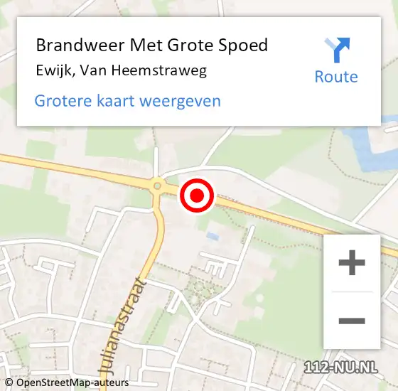 Locatie op kaart van de 112 melding: Brandweer Met Grote Spoed Naar Ewijk, Van Heemstraweg op 13 februari 2020 20:54