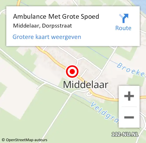 Locatie op kaart van de 112 melding: Ambulance Met Grote Spoed Naar Middelaar, Dorpsstraat op 13 februari 2020 21:07