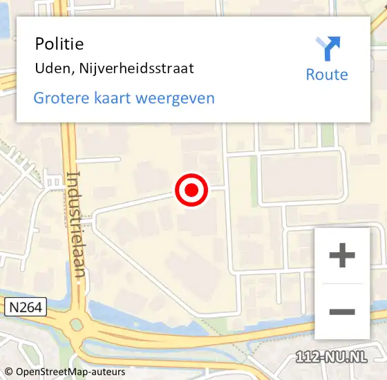 Locatie op kaart van de 112 melding: Politie Uden, Nijverheidsstraat op 28 april 2014 12:42