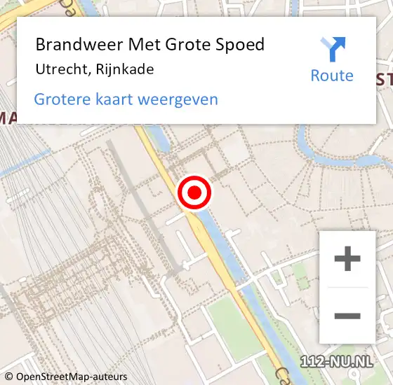 Locatie op kaart van de 112 melding: Brandweer Met Grote Spoed Naar Utrecht, Rijnkade op 14 februari 2020 00:31