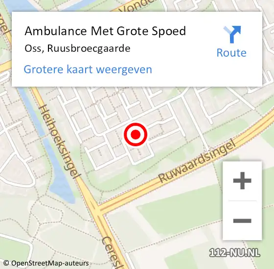 Locatie op kaart van de 112 melding: Ambulance Met Grote Spoed Naar Oss, Ruusbroecgaarde op 14 februari 2020 01:26