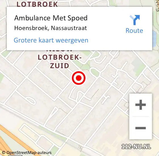 Locatie op kaart van de 112 melding: Ambulance Met Spoed Naar Hoensbroek, Nassaustraat op 28 april 2014 13:00