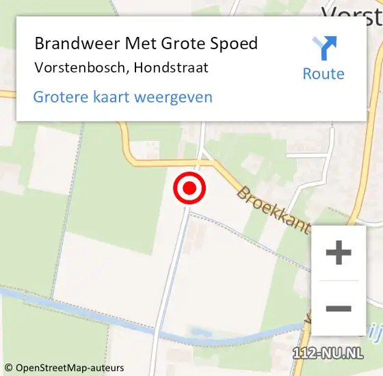Locatie op kaart van de 112 melding: Brandweer Met Grote Spoed Naar Vorstenbosch, Hondstraat op 14 februari 2020 08:01