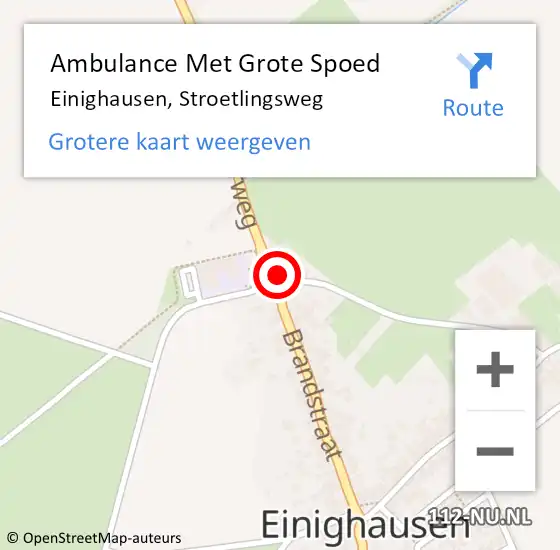 Locatie op kaart van de 112 melding: Ambulance Met Grote Spoed Naar Einighausen, Stroetlingsweg op 28 april 2014 13:12