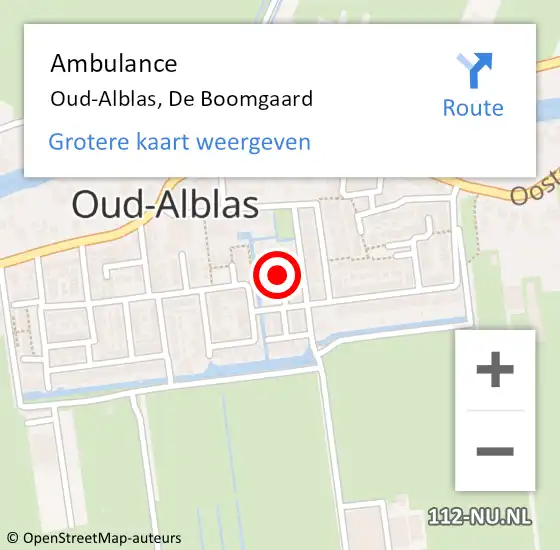 Locatie op kaart van de 112 melding: Ambulance Oud-Alblas, De Boomgaard op 14 februari 2020 10:17