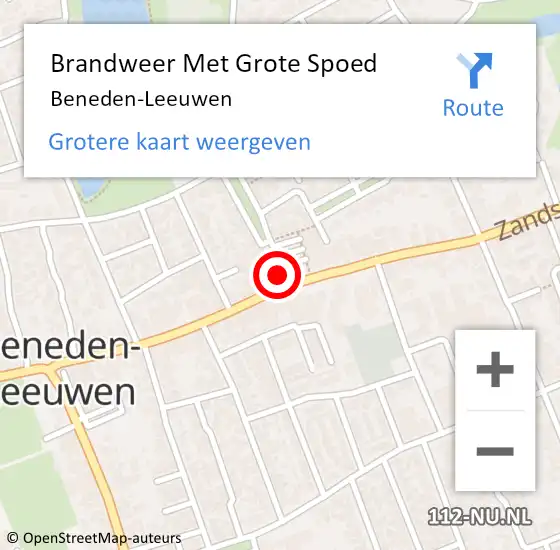 Locatie op kaart van de 112 melding: Brandweer Met Grote Spoed Naar Beneden-Leeuwen op 14 februari 2020 10:24