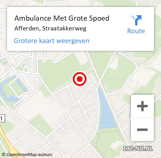 Locatie op kaart van de 112 melding: Ambulance Met Grote Spoed Naar Afferden, Straatakkerweg op 14 februari 2020 10:47