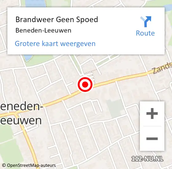 Locatie op kaart van de 112 melding: Brandweer Geen Spoed Naar Beneden-Leeuwen op 14 februari 2020 10:59