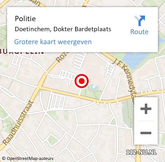 Locatie op kaart van de 112 melding: Politie Doetinchem, Dokter Bardetplaats op 14 februari 2020 12:00