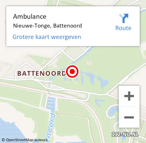Locatie op kaart van de 112 melding: Ambulance Nieuwe-Tonge, Battenoord op 14 februari 2020 12:08
