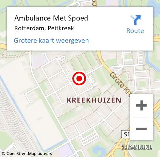 Locatie op kaart van de 112 melding: Ambulance Met Spoed Naar Rotterdam, Peitkreek op 14 februari 2020 12:23