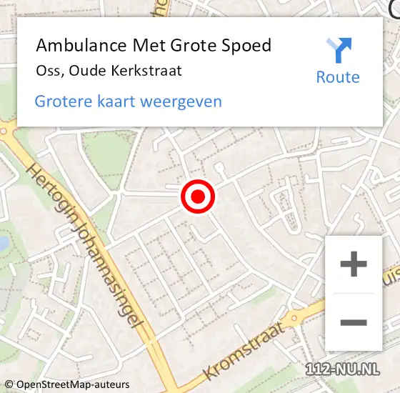 Locatie op kaart van de 112 melding: Ambulance Met Grote Spoed Naar Oss, Oude Kerkstraat op 14 februari 2020 12:30