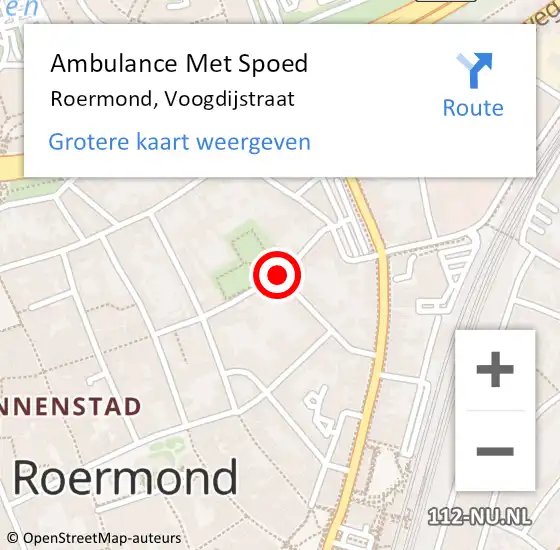 Locatie op kaart van de 112 melding: Ambulance Met Spoed Naar Roermond, Voogdijstraat op 14 februari 2020 12:34