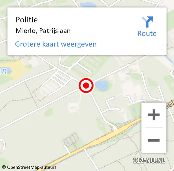 Locatie op kaart van de 112 melding: Politie Mierlo, Patrijslaan op 14 februari 2020 13:07