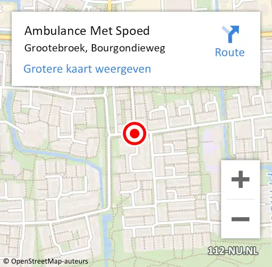 Locatie op kaart van de 112 melding: Ambulance Met Spoed Naar Grootebroek, Bourgondieweg op 14 februari 2020 13:28